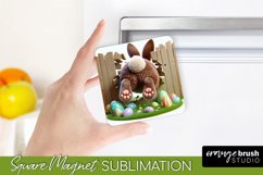 Easter Bunny Square Magnet Sublimation PNG 3D Hole in Wall