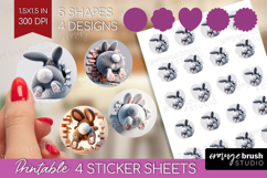 Easter Bunny Round Sticker - Bunny Butt Printable Sticker Product Image 1