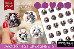 Easter Bunny Round Sticker - Bunny Butt Printable Sticker Product Image 1