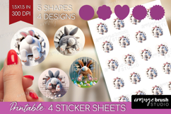 Easter Bunny Round Sticker - Bunny Butt Printable Sticker Product Image 1