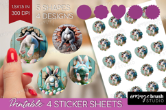 Easter Bunny Round Sticker - Bunny Butt Printable Sticker Product Image 1