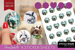 Easter Bunny Round Sticker - Bunny Butt Printable Sticker Product Image 1