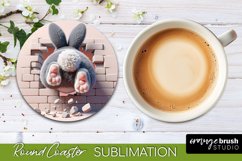 Easter Bunny Sublimation Coaster - Round Design Car Coaster
