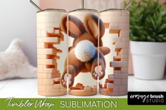 Easter Bunny Sublimation Tumbler Wrap - 3D Hole in Wall 