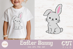 Easter bunny cut file being used as an svg for cricut print on a Easter and Spring kids t-shirt