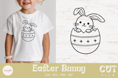 Easter bunny cut file being used as an svg for cricut print on a Easter and Spring kids t-shirt