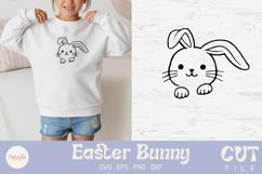 Easter bunny cut file being used as an svg for cricut print on a Easter and Spring kids t-shirt