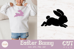 Easter bunny cut file being used as an svg for cricut print on a Easter and Spring kids t-shirt