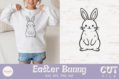 Easter bunny cut file being used as an svg for cricut print on a Easter and Spring kids t-shirt