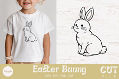 Easter bunny cut file being used as an svg for cricut print on a Easter and Spring kids t-shirt