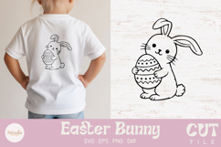 Easter bunny cut file being used as an svg for cricut print on a Easter and Spring kids t-shirt