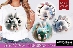Easter Bunny Round Tshirt Background - Bunny Butt PNG Product Image 1