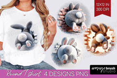 Easter Bunny Round Tshirt Background - Bunny Butt PNG Product Image 1