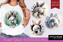 Easter Bunny Round Tshirt Background - Bunny Butt PNG Product Image 1