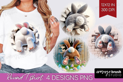 Easter Bunny Round Tshirt Background - Bunny Butt PNG Product Image 1