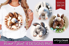 Easter Bunny Round Tshirt Background - Bunny Butt PNG Product Image 1