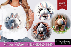 Easter Bunny Round Tshirt Background - Bunny Butt PNG Product Image 1