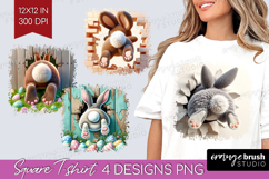Easter Bunny Square Tshirt Background - Bunny Butt PNG Product Image 1