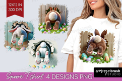 Easter Bunny Square Tshirt Background - Bunny Butt PNG Product Image 1
