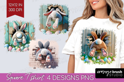 Easter Bunny Square Tshirt Background - Bunny Butt PNG Product Image 1
