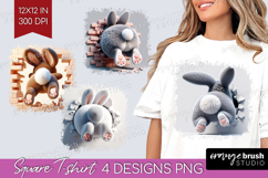 Easter Bunny Square Tshirt Background - Bunny Butt PNG Product Image 1