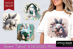 Easter Bunny Square Tshirt Background - Bunny Butt PNG Product Image 1