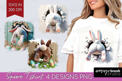 Easter Bunny Square Tshirt Background - Bunny Butt PNG Product Image 1