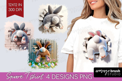 Easter Bunny Square Tshirt Background - Bunny Butt PNG Product Image 1
