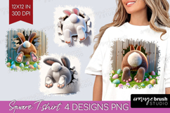 Easter Bunny Square Tshirt Background - Bunny Butt PNG Product Image 1