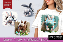 Easter Bunny Square Tshirt Background - Bunny Butt PNG Product Image 1