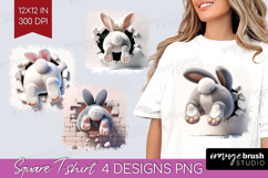 Easter Bunny Square Tshirt Background - Bunny Butt PNG Product Image 1