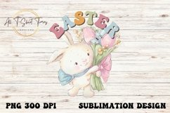 Cute Easter Bunny PNG | Easter Water Color Sublimation Product Image 1