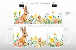 Easter Spring Bunny Watercolor Mug Wrap