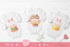 Easter watercolor Cute Bunny kawaii clipart farm animal pet Product Image 3