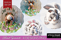 Easter Bunny Wind Spinner Sublimation PNG - Bunny Butt Round Product Image 1
