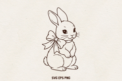 Easter Bunny Illustration | Cute Spring Rabbit Line SVG Product Image 1