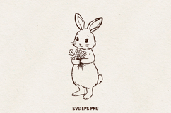 Easter Bunny Illustration | Cute Spring Rabbit Line SVG Product Image 1