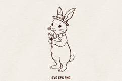 Easter Bunny Illustration | Cute Spring Rabbit Line SVG Product Image 1