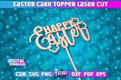 Easter Cake Topper Laser Cut | Happy Easter Design | CNC Product Image 1