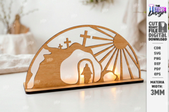 Easter Candle Holder Laser Cut | He Is Risen SVG | Christian Product Image 1
