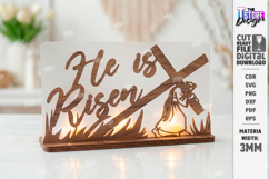 Easter Candle Holder Laser Cut | He Is Risen SVG | Christian Product Image 1