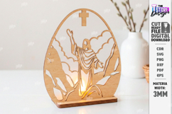 Easter Candle Holder Laser Cut | He Is Risen SVG | Christian Product Image 1