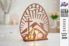 Easter Candle Holder Laser Cut | He Is Risen SVG | Christian Product Image 1