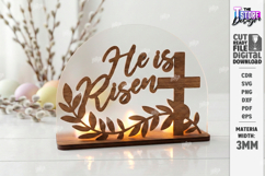 Easter Candle Holder Laser Cut | He Is Risen SVG | Christian Product Image 1