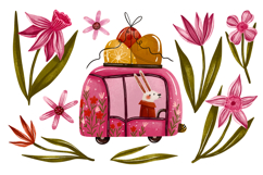 Spring Bunny Floral Illustration Set Product Image 1