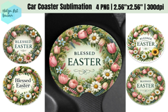 Spring Easter Car Coaster Sublimation Product Image 1