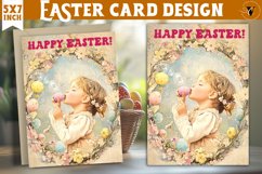 Happy Easter card | Cute Girl | Retro Easter Product Image 1