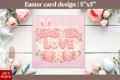 Easter Love Card Vintage Easter Card Faux embroidery Product Image 1
