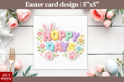 Hoppy Days Card Cute Easter Card Faux applique style Product Image 1