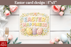 Easter happiness Card Cute Easter Card Faux embroidery Product Image 1
